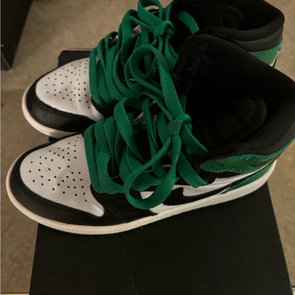 Jordan size 13.5 black, white and green